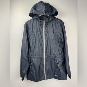 Eddie Bauer Women’s Black Packable Hooded Windbreaker Nylon Lightweight Jacket L